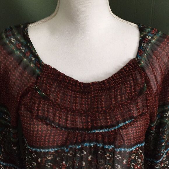 Maurices Boho Elastic Waist Small Lightweight Spring Semi Sheer - Picture 2 of 7